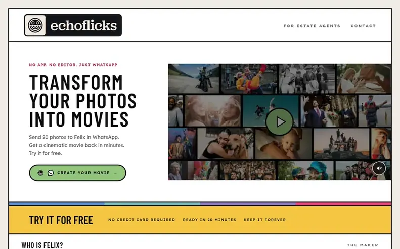 Screenshot of the EchoFlicks homepage