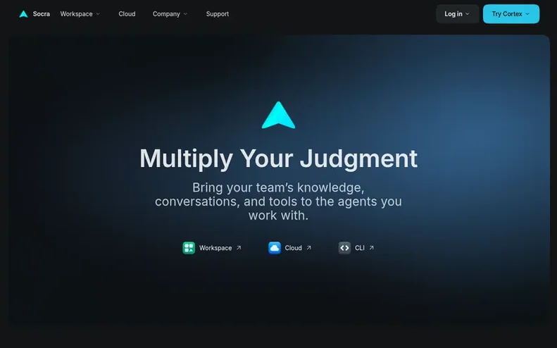Screenshot of the Socra homepage