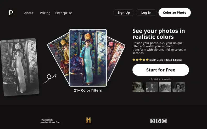 Screenshot of the Palette homepage