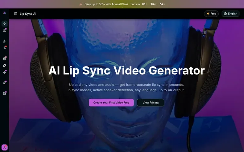 Screenshot of the Lip Sync AI homepage