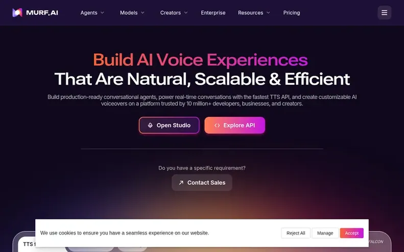 Screenshot of the Murf AI homepage