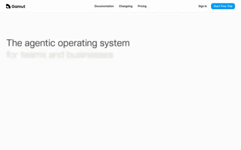 Screenshot of the Gamut homepage