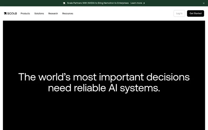 Screenshot of the Scale homepage