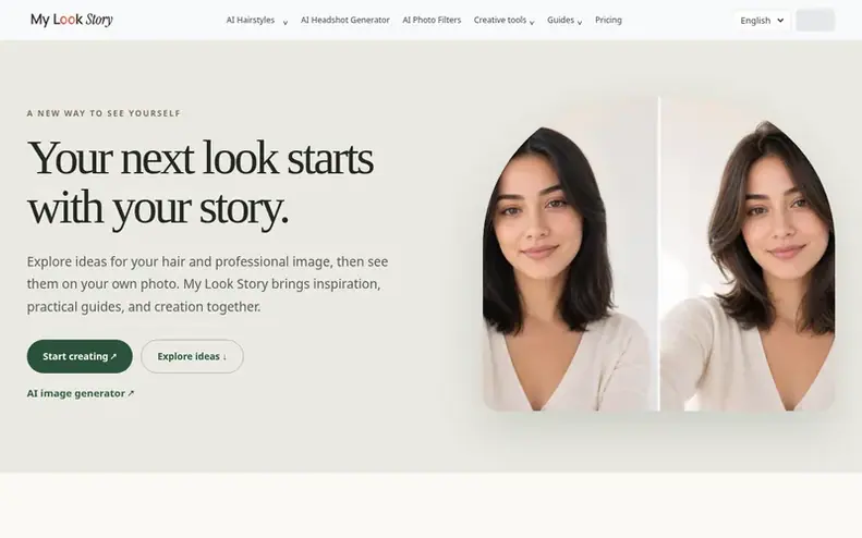 Screenshot of the My Look Story homepage
