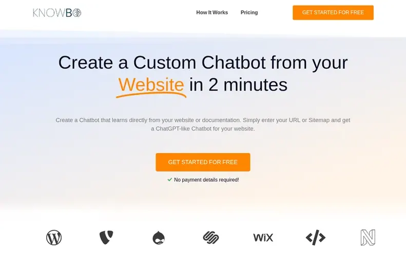 Screenshot of the Knowbo homepage