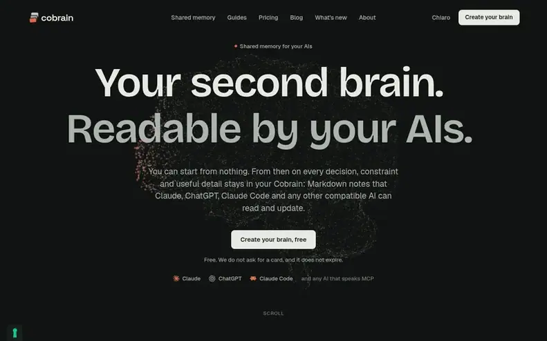 Screenshot of the Cobrain homepage
