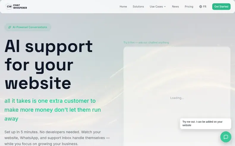 Screenshot of the Chat Whisperer homepage