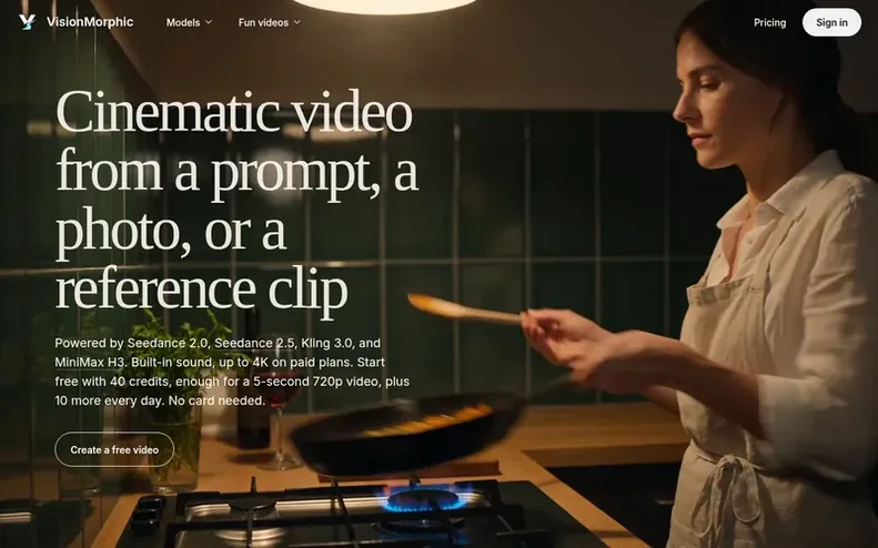 Screenshot of the VisionMorphic homepage