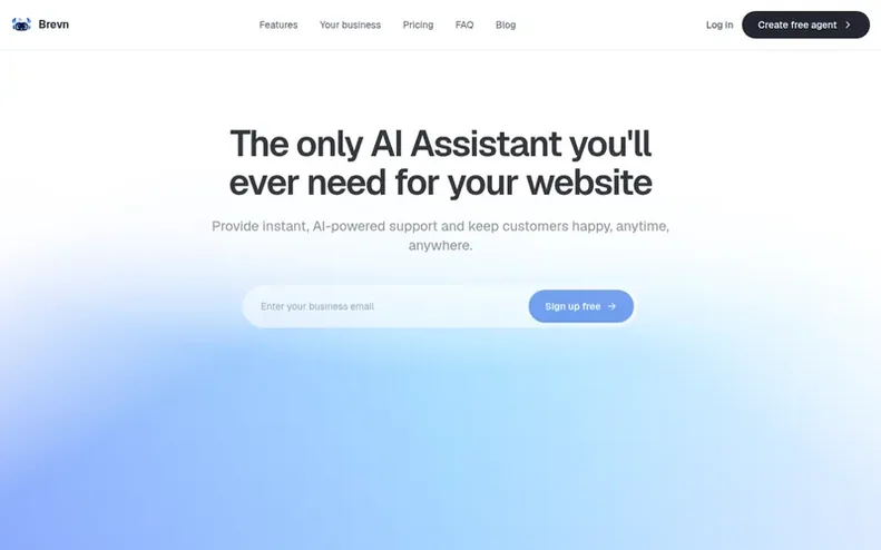 Screenshot of the Brevn homepage