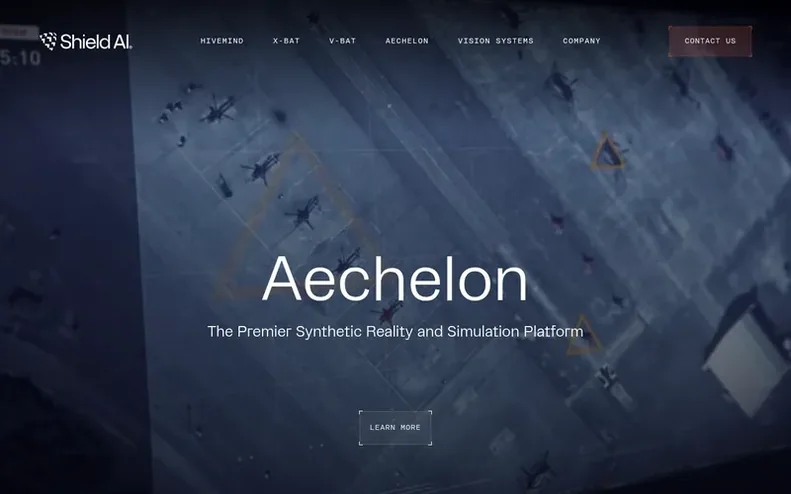 Screenshot of the Shield AI homepage