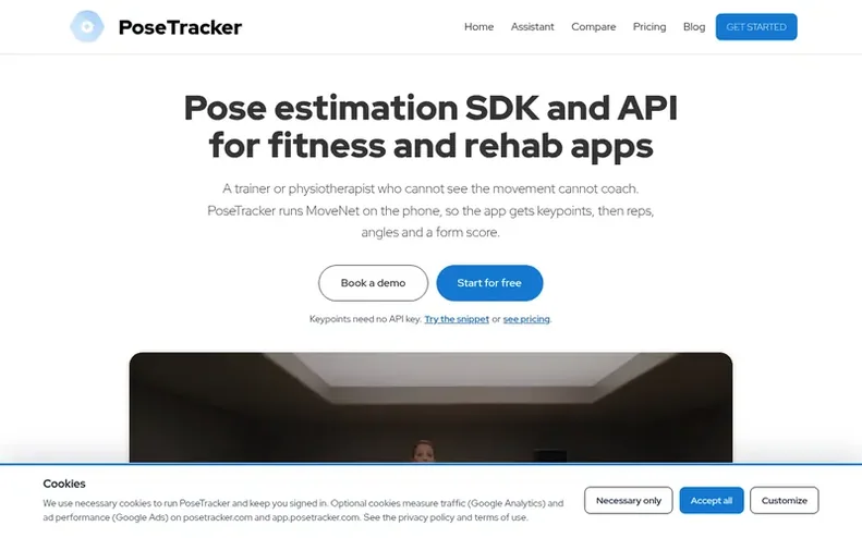 Screenshot of the PoseTracker homepage