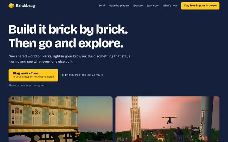 Screenshot of the Brickbrag homepage
