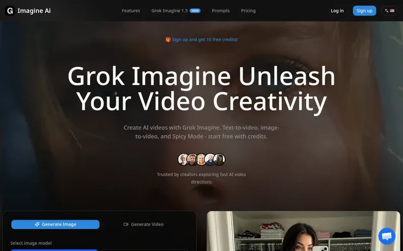 Screenshot of the Grok Imagine homepage