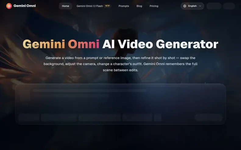 Screenshot of the Gemini Omni homepage