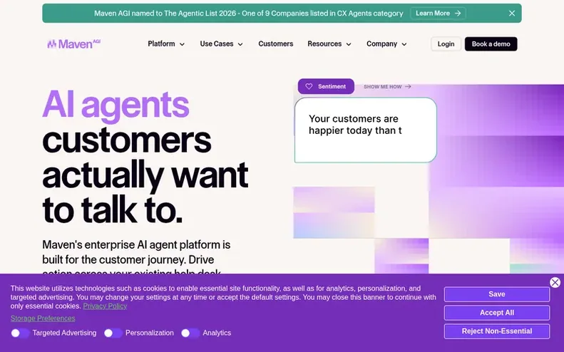 Screenshot of the Maven AGI homepage