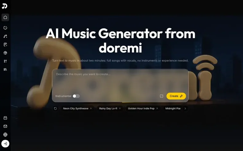 Screenshot of the doremi homepage