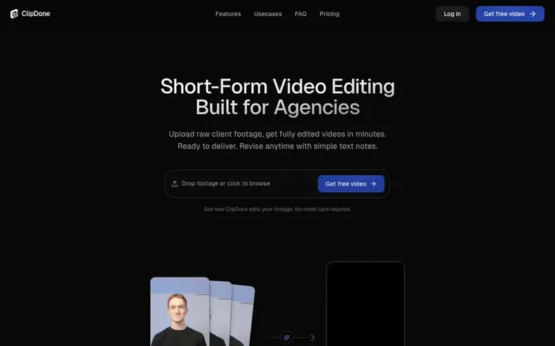 Screenshot of the ClipDone homepage