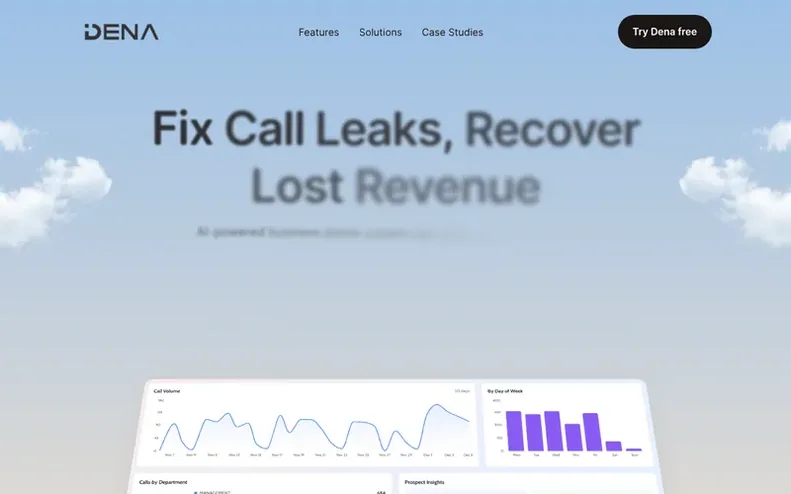 Screenshot of the Dena homepage