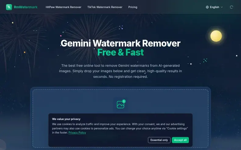 Screenshot of the Gemini Watermark Remover homepage