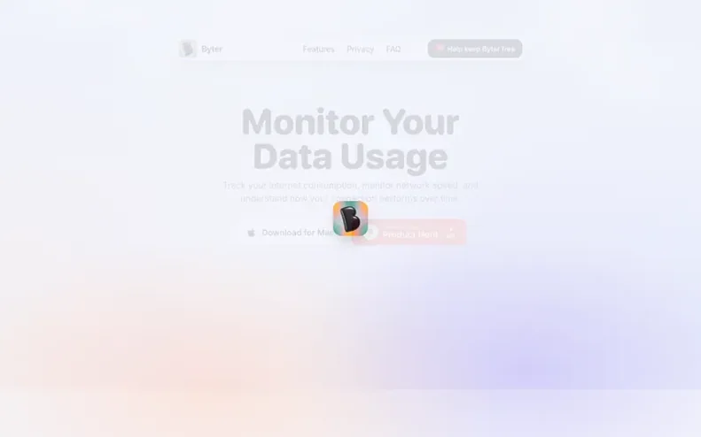 Screenshot of the Byter homepage