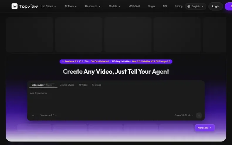 Screenshot of the Topview homepage
