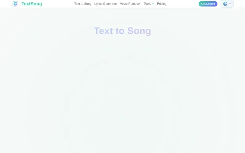 Screenshot of the TextSong.ai homepage