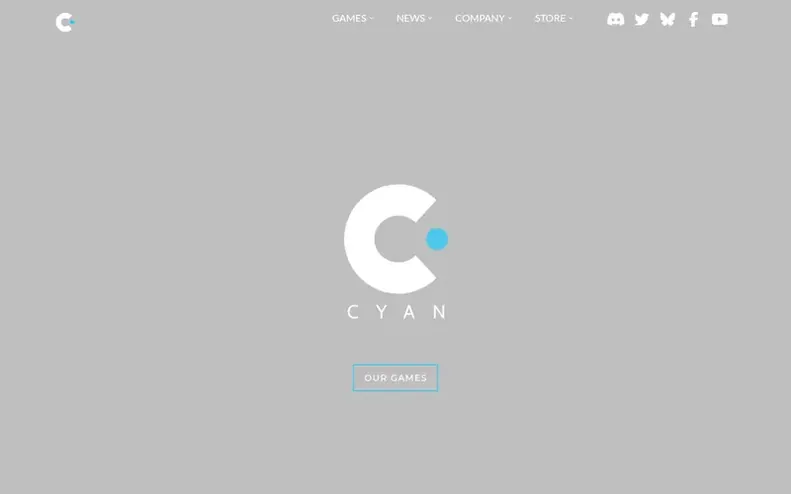 Screenshot of the Cyan homepage
