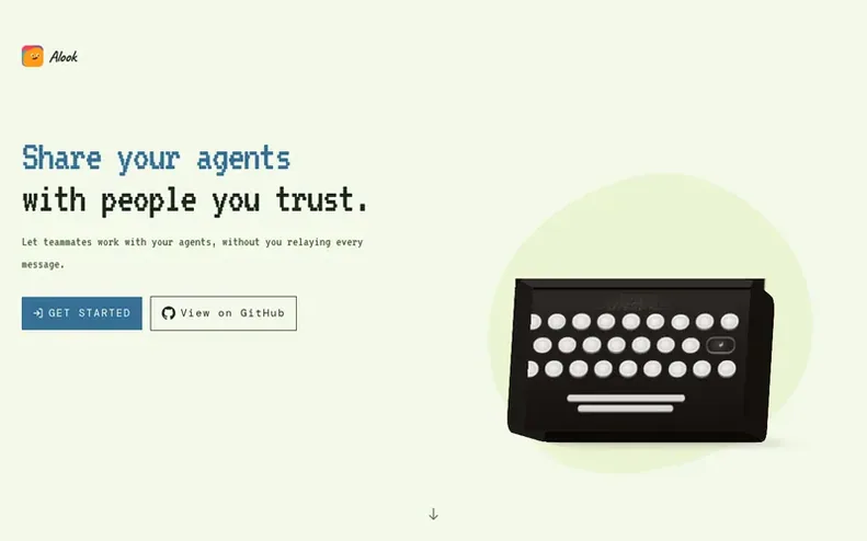 Screenshot of the Alook homepage