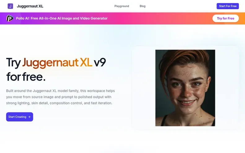 Screenshot of the Juggernaut XL homepage
