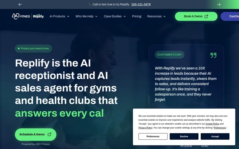 Screenshot of the Replify homepage