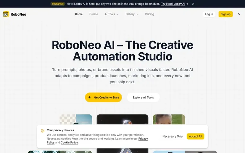 Screenshot of the RoboNeo homepage