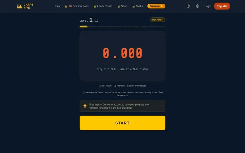 Screenshot of the Carpe Five™ homepage