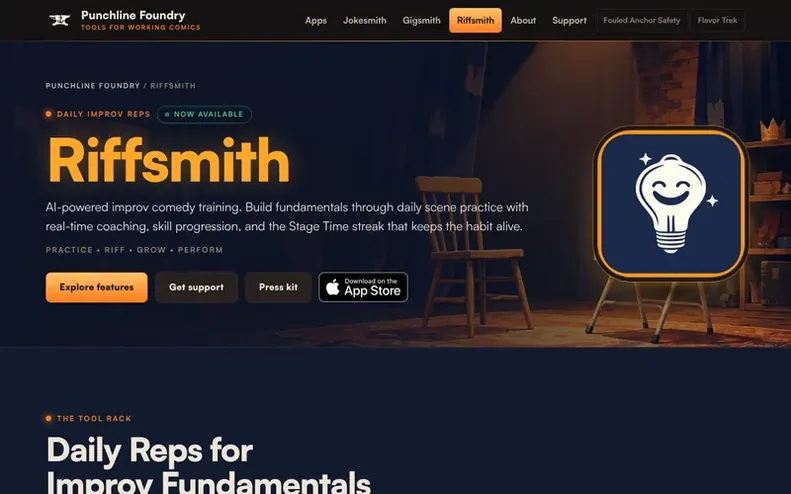 Screenshot of the Riffsmith homepage