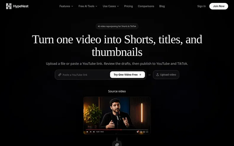 Screenshot of the HypeNest homepage