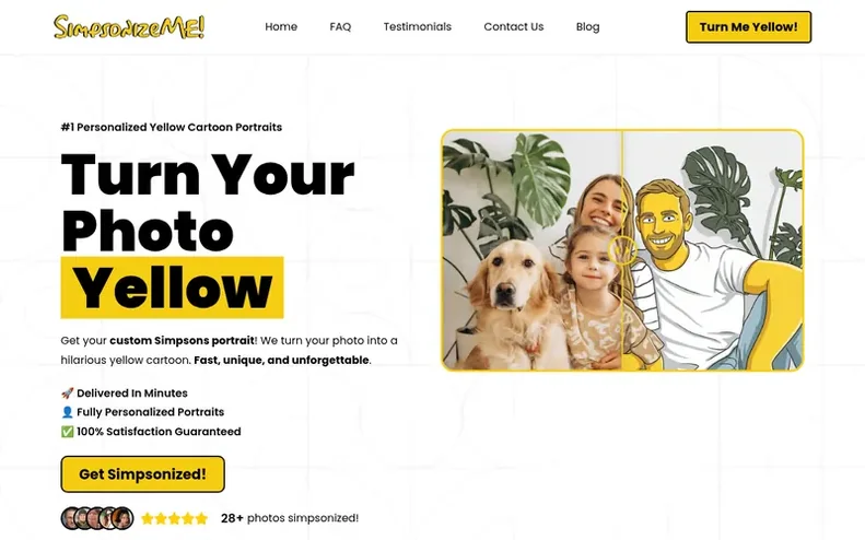 Screenshot of the Simpsonize Me homepage