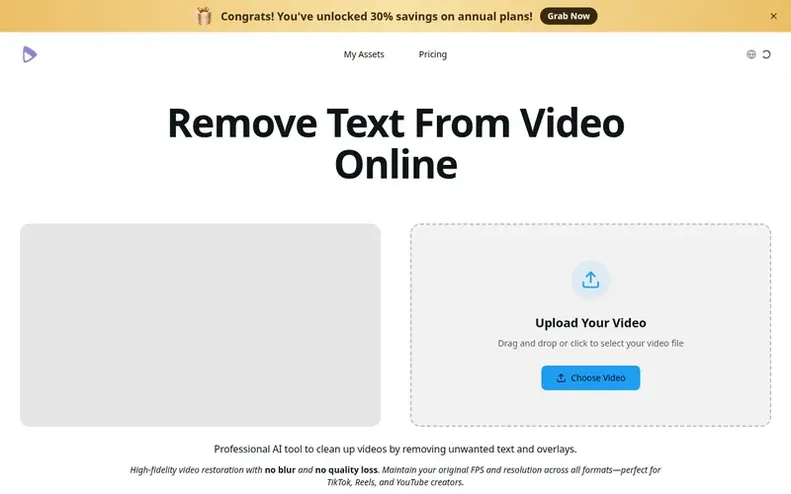 Screenshot of the Text Remover homepage