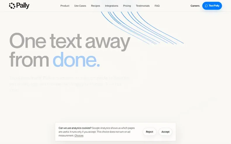 Screenshot of the Pally homepage