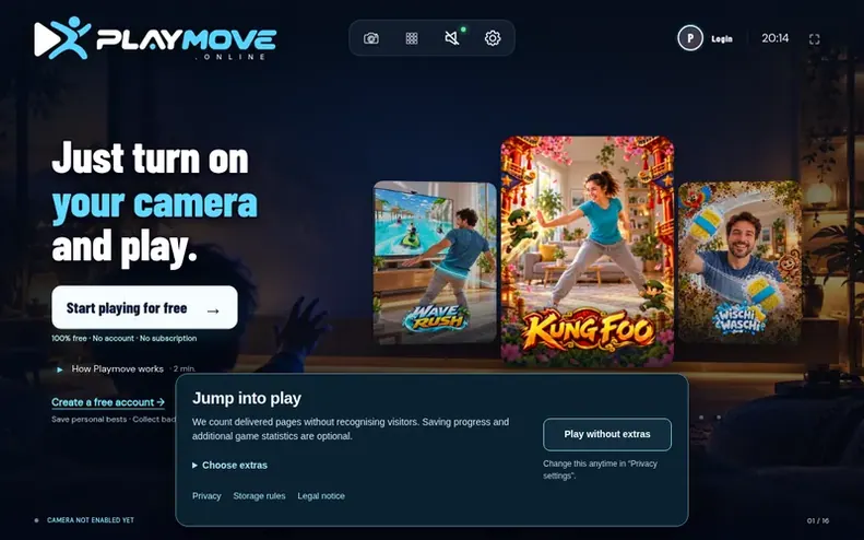 Screenshot of the PlayMOVE homepage