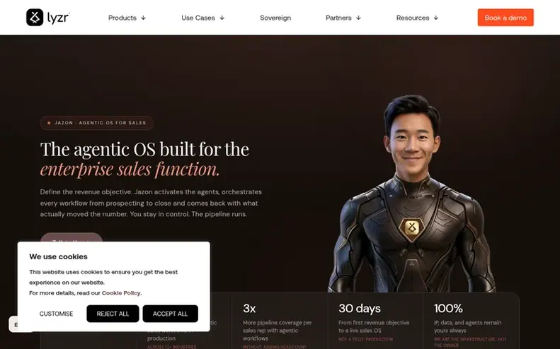 Screenshot of the Jazon homepage