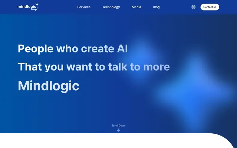 Screenshot of the Mindlogic homepage
