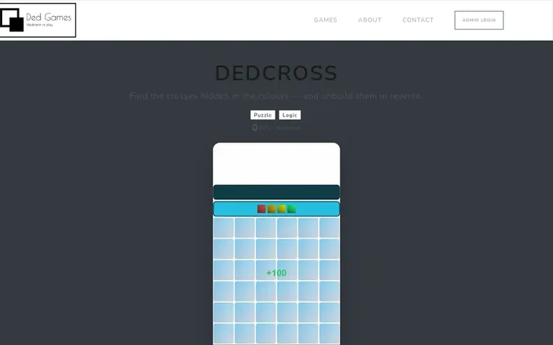 Screenshot of the DedCross homepage
