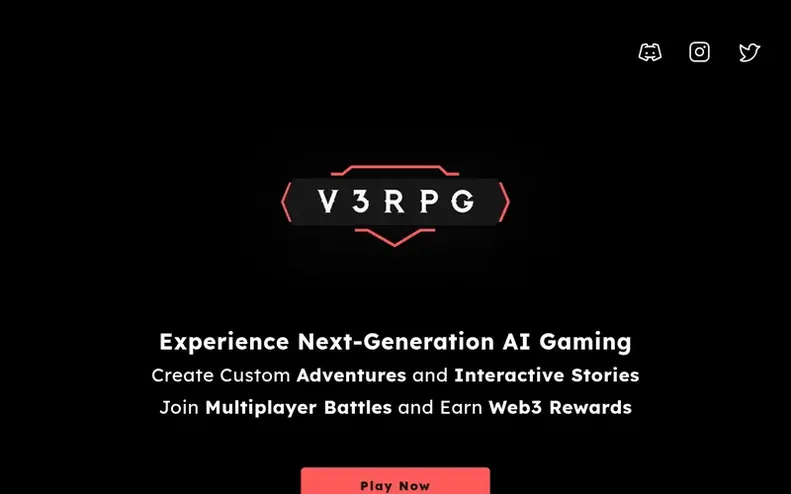 Screenshot of the v3RPG homepage