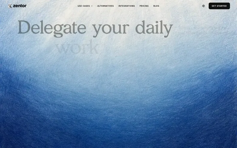 Screenshot of the Zentor homepage