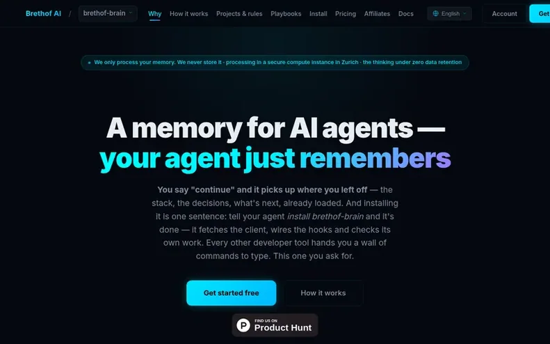 Screenshot of the brethof-brain homepage