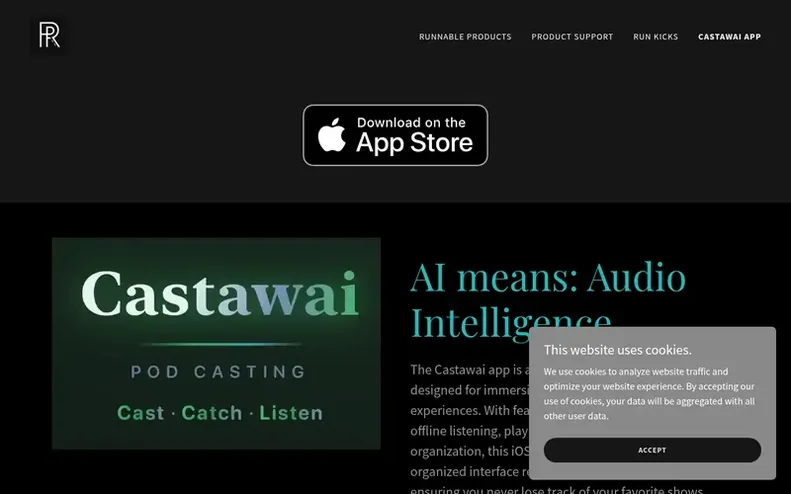 Screenshot of the Castawai homepage