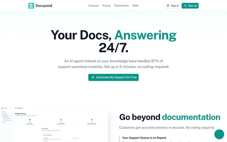 Screenshot of the Docuyond homepage