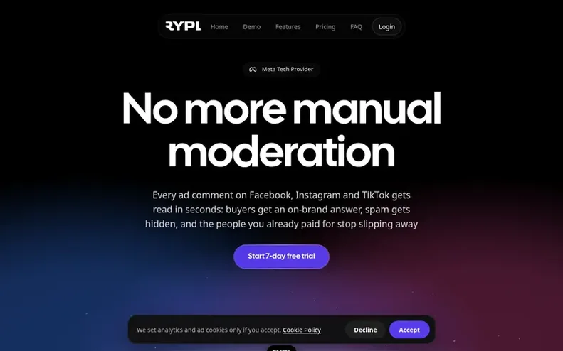Screenshot of the RYPL homepage