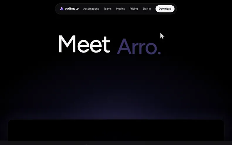 Screenshot of the Audimate homepage