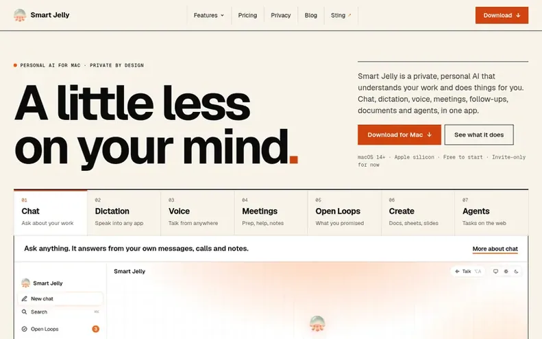 Screenshot of the Smart Jelly homepage