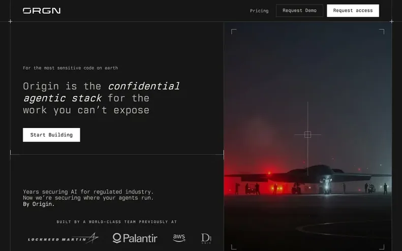 Screenshot of the Orgn homepage